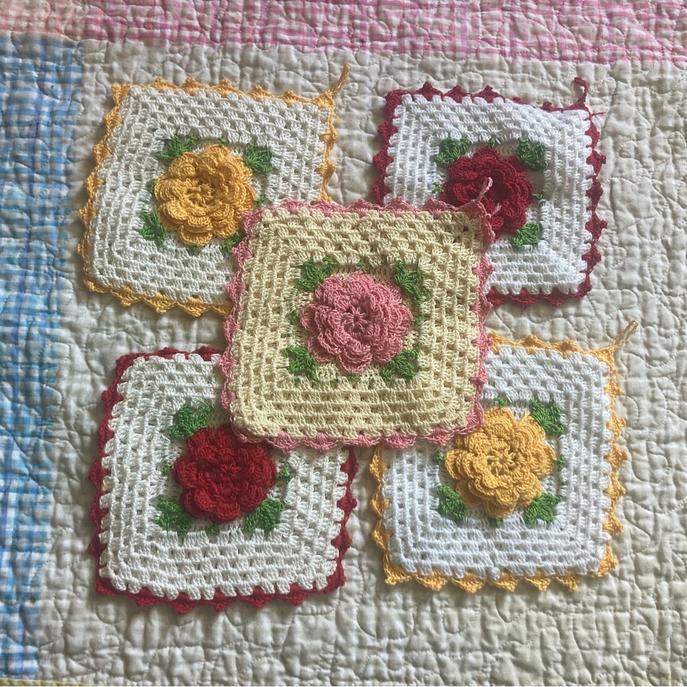 Handmade Decorative Crochet Irish Rose potholders